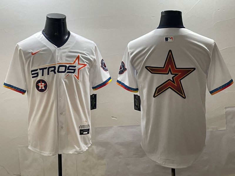 Men Houston Astros Blank White Fourth generation Joint Name 2025 Nike MLB Jersey style 12->houston astros->MLB Jersey
